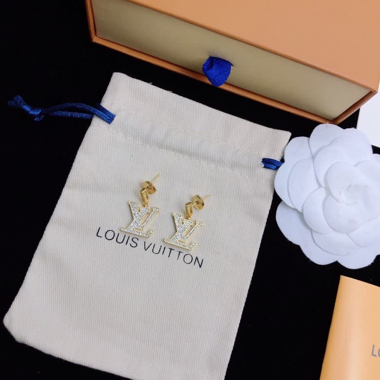 Louis Vuitton Gold Tone Crystal Earrings Louis Vuitton Gold Tone Crystal Earrings